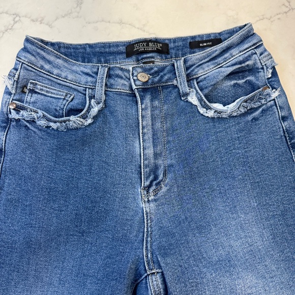 Judy Blue Slim Fit High Rise Frayed Jeans Size 5/27 - Picture 6 of 7